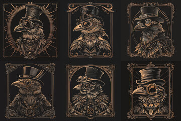 Punk Poultry, Steampunk Bird Strutting in Hat and Goggles