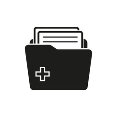 Medical folder icon. Healthcare documentation symbol. Patient records sign. Vector illustration. EPS 10.