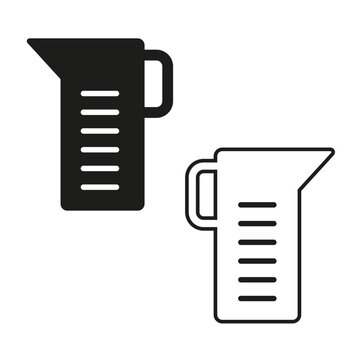 Set of measuring jug icons. Kitchen liquid measuring cups. Cooking utensils vector. Vector illustration. EPS 10.