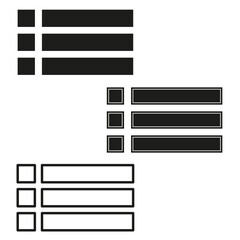 Set of menu button icons for web design. Various navigation bar layouts. Interface elements vector. Vector illustration. EPS 10.