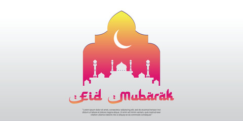 eid mubarak celebrate backdround with mosque and crescent