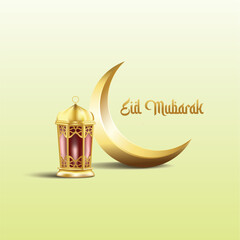 eid mubarak celebrate backdround with lantern and crescent EPS 10