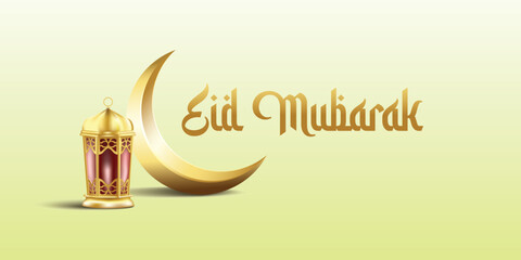 eid mubarak celebrate with lantern and crescent EPS 10