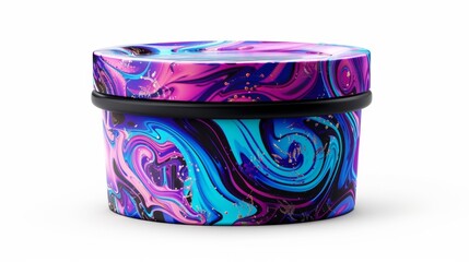 Blank mockup of a vibrant and colorful body butter tub showcasing a unique and artistic pattern.