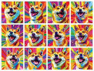 Fototapeta na wymiar Artistic Shiba Inu. Colorful Pop Art Series of Bold Portraits