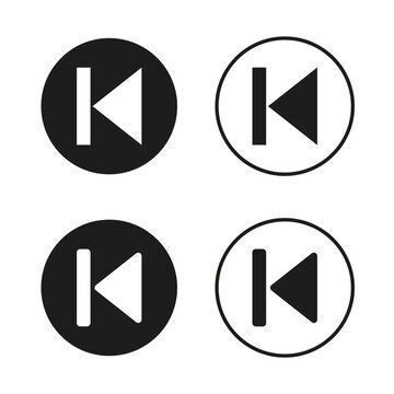 Backward button icon set. Multimedia control concept. Black and white theme. Vector illustration. EPS 10.