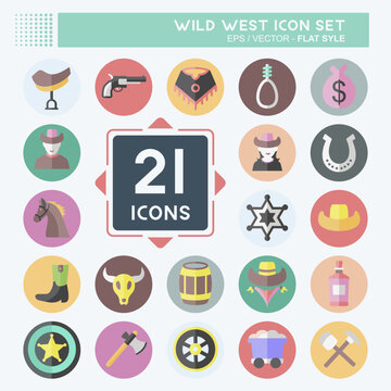 Icon Set Wild West - Flat Style - Simple illustration, Good for Prints , Announcements, Etc