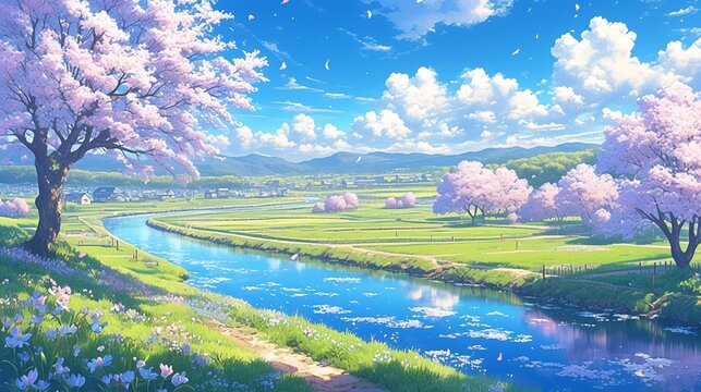 桜と川の風景14