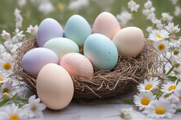 Easter eggs in a basket