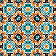 Seamless arabic geometric ornament based on traditional arabic art. Muslim mosaic. Turkish, Arabian tile. Girih style.