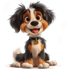 Naklejka premium Cute Funny Cartoon Dog, Illustration for Children Book, Generative AI