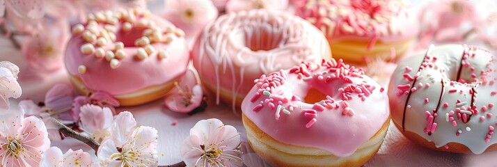 Obraz na płótnie Canvas springtime pastel frosted donuts