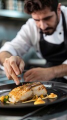Exclusive culinary experience focusing on the refined preparation of a flounder delicacy by a professional chef