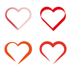 Heart icons set. Love symbols collection. Romantic design elements. Passion shapes variety. Vector illustration. EPS 10.