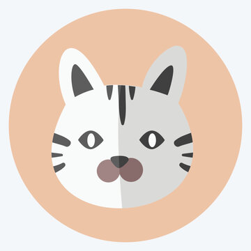 Cat Face Icon in trendy flat style isolated on soft blue background