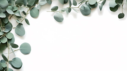 Green eucalyptus leaves on white background