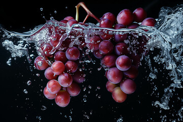 Grapes are soaked in water to cleanse the chemicals left on the surface of the grapes. - obrazy, fototapety, plakaty