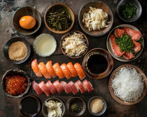 Selection of sushi ingredients