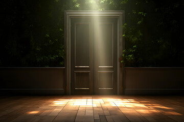 light in the door. the concept of going through a portal to another world. new world and stage in...