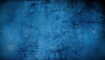 Obraz premium Grunge dark blue scratched background, scary horror distressed texture; digitally generated overlay; abstract illustration