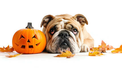 dog with pumpkin, generative ai