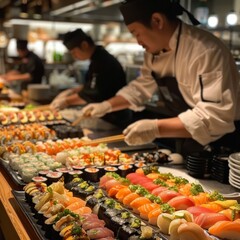 Fototapeta premium The warmth of sushi service