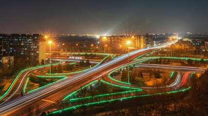 Fototapeta na wymiar Beijing Yu Ting Bridge city traffic night highway