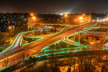 Fototapeta na wymiar Beijing Yu Ting Bridge city traffic night highway