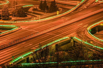 City traffic night highway Beijing Yuting Bridge