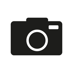 Compact camera icon. Photography equipment symbol. Simple capture device. Snapshot tool graphic. Vector illustration. EPS 10.