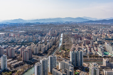 Fototapeta na wymiar Beijing city scenery river building complex