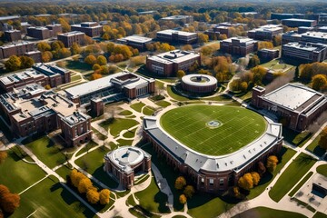 Aerial view of Oval university campus in Ohio  - obrazy, fototapety, plakaty