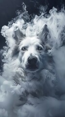 A cute dog made out of fog, Ai generated photo