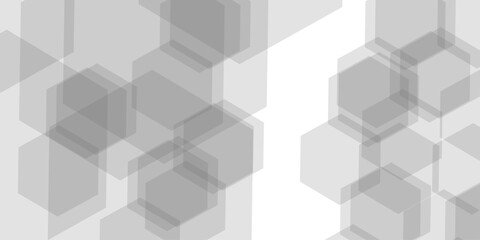 Fototapeta premium Abstract gray background with hexagons and seamless pattern in vector design. Abstract 3d hexagonal background with shadow. Abstract hexagonal concept technology, banner and wallpaper background.