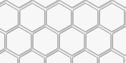 Metallic Honeycomb Seamless Pattern. Luxury GRAY Pattern. Vector Illustration. 3D Futuristic abstract honeycomb mosaic white background. 