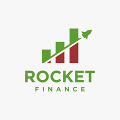 Fast rocket growth finance logo icon vector template on white background