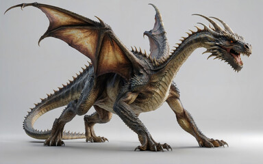 Ai generated majestic dragon isolated on a white background 
