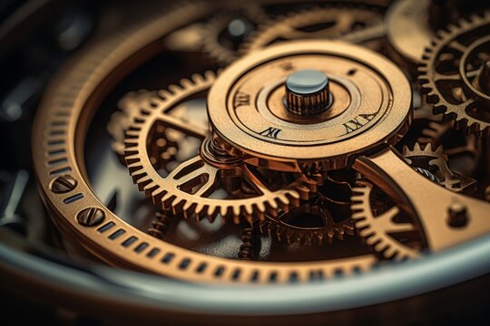 The heart of industry: An intricately designed machine cog bathed in warm ambient light
