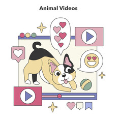 Animal Videos theme. Flat vector illustration
