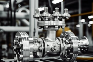 An Intricate Look at a Globe Valve's Mechanical Design in an Industrial Background
