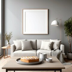 lightgray livingroom interior whitesofa bread and coffee on the table