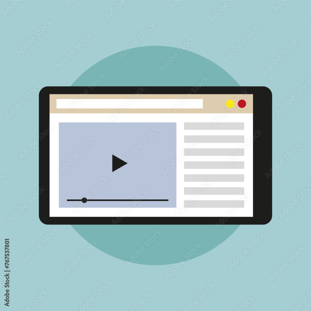 Poster online video player icon. multimedia interface concept. play button screen. digital content symbol. 