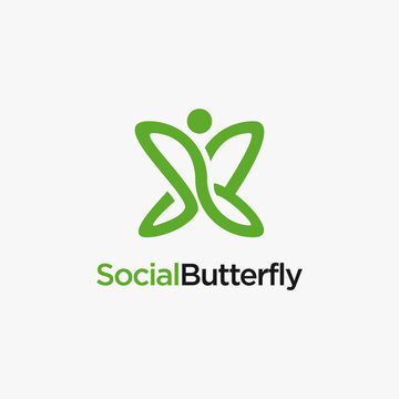 SB letter logo icon of social butterfly, link connect butterfly logo icon vector template on white background
