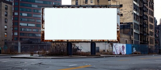 A white blank billboard in an urban area, ready for customized content.