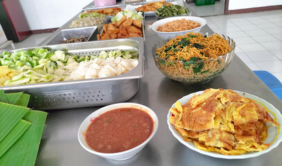 Side view. Close-up of Gudhangan - Traditional Javanese food. 
