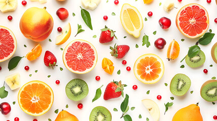 Fun fruits wallpaper,  add vitamins and minerals to the body - obrazy, fototapety, plakaty