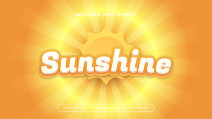 Yellow orange and white sunshine 3d editable text effect - font style - obrazy, fototapety, plakaty