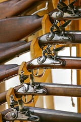 close up of old muskets 