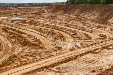 View of a large sand quarry under development