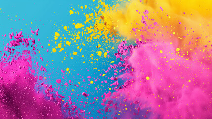 Fototapeta na wymiar Vibrant Pink and Yellow Powder Explosion